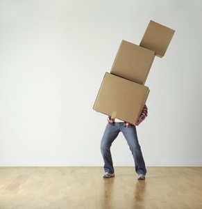 man holding boxes